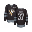 Men Adidas Pittsburgh Penguins #37 Carter Rowney Black 1917-2017 100th Anniversary Stitched NHL Jersey