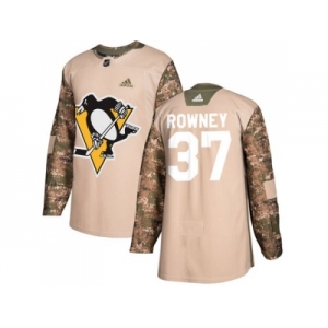 Men Adidas Pittsburgh Penguins #37 Carter Rowney Camo Authentic 2017 Veterans Day Stitched NHL Jersey