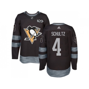 Men Adidas Pittsburgh Penguins #4 Justin Schultz Black 1917-2017 100th Anniversary Stitched NHL Jersey