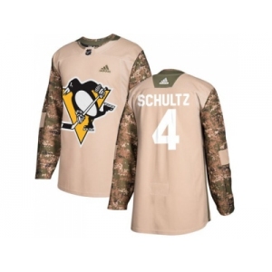 Men Adidas Pittsburgh Penguins #4 Justin Schultz Camo Authentic 2017 Veterans Day Stitched NHL Jersey