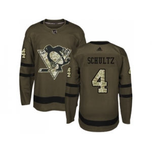 Men Adidas Pittsburgh Penguins #4 Justin Schultz Green Salute to Service Stitched NHL Jersey