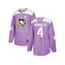 Men Adidas Pittsburgh Penguins #4 Justin Schultz Purple Authentic Fights Cancer Stitched NHL Jersey