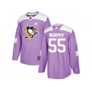 Men Adidas Pittsburgh Penguins #55 Larry Murphy Purple Authentic Fights Cancer Stitched NHL Jersey