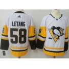 Men Adidas Pittsburgh Penguins #58 Kris Letang White Road Authentic Stitched NHL Jersey