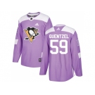 Men Adidas Pittsburgh Penguins #59 Jake Guentzel Purple Authentic Fights Cancer Stitched NHL Jersey