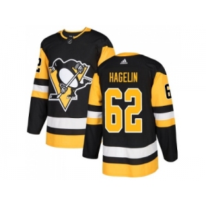 Men Adidas Pittsburgh Penguins #62 Carl Hagelin Black Home Authentic Stitched NHL Jersey