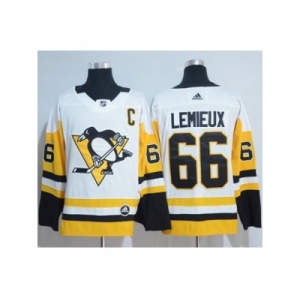 Men Adidas Pittsburgh Penguins #66 Mario Lemieux White Road Authentic Stitched NHL Jersey