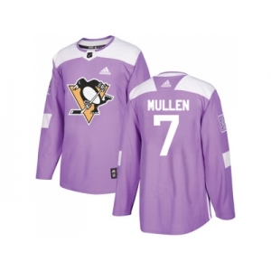 Men Adidas Pittsburgh Penguins #7 Joe Mullen Purple Authentic Fights Cancer Stitched NHL Jersey