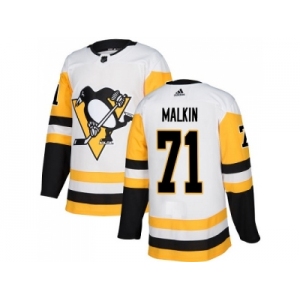 Men Adidas Pittsburgh Penguins #71 Evgeni Malkin White Road Authentic Stitched NHL Jersey