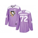 Men Adidas Pittsburgh Penguins #72 Patric Hornqvist Purple Authentic Fights Cancer Stitched NHL Jersey