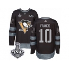 Men's Adidas Pittsburgh Penguins #10 Ron Francis Authentic Black 1917-2017 100th Anniversary 2017 Stanley Cup Final NHL Jersey