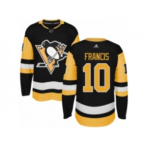 Men's Adidas Pittsburgh Penguins #10 Ron Francis Authentic Black Home NHL Jersey