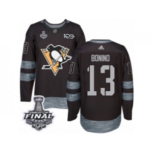 Men's Adidas Pittsburgh Penguins #13 Nick Bonino Premier Black 1917-2017 100th Anniversary 2017 Stanley Cup Final NHL Jersey