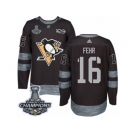 Men's Adidas Pittsburgh Penguins #16 Eric Fehr Premier Black 1917-2017 100th Anniversary 2017 Stanley Cup Champions NHL Jersey