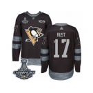 Men's Adidas Pittsburgh Penguins #17 Bryan Rust Premier Black 1917-2017 100th Anniversary 2017 Stanley Cup Champions NHL Jersey