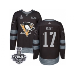 Men's Adidas Pittsburgh Penguins #17 Bryan Rust Premier Black 1917-2017 100th Anniversary 2017 Stanley Cup Final NHL Jersey