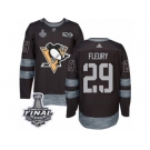 Men's Adidas Pittsburgh Penguins #29 Marc-Andre Fleury Premier Black 1917-2017 100th Anniversary 2017 Stanley Cup Final NHL Jersey