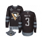 Men's Adidas Pittsburgh Penguins #3 Olli Maatta Authentic Black 1917-2017 100th Anniversary 2017 Stanley Cup Champions NHL Jersey