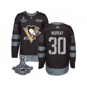 Men's Adidas Pittsburgh Penguins #30 Matt Murray Premier Black 1917-2017 100th Anniversary 2017 Stanley Cup Champions NHL Jersey