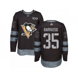 Men's Adidas Pittsburgh Penguins #35 Tom Barrasso Authentic Black 1917-2017 100th Anniversary NHL Jersey