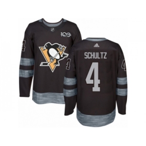 Men's Adidas Pittsburgh Penguins #4 Justin Schultz Authentic Black 1917-2017 100th Anniversary NHL Jersey