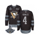 Men's Adidas Pittsburgh Penguins #4 Justin Schultz Premier Black 1917-2017 100th Anniversary 2017 Stanley Cup Champions NHL Jersey