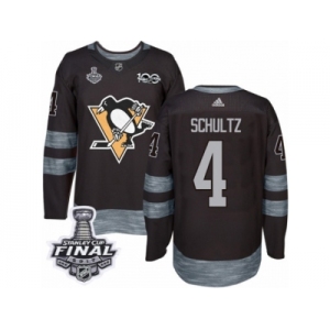 Men's Adidas Pittsburgh Penguins #4 Justin Schultz Premier Black 1917-2017 100th Anniversary 2017 Stanley Cup Final NHL Jersey