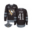 Men's Adidas Pittsburgh Penguins #41 Daniel Sprong Premier Black 1917-2017 100th Anniversary 2017 Stanley Cup Champions NHL Jersey