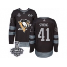 Men's Adidas Pittsburgh Penguins #41 Daniel Sprong Premier Black 1917-2017 100th Anniversary 2017 Stanley Cup Final NHL Jersey