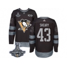 Men's Adidas Pittsburgh Penguins #43 Conor Sheary Premier Black 1917-2017 100th Anniversary 2017 Stanley Cup Champions NHL Jersey