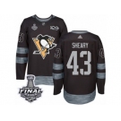 Men's Adidas Pittsburgh Penguins #43 Conor Sheary Premier Black 1917-2017 100th Anniversary 2017 Stanley Cup Final NHL Jersey