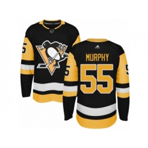 Men's Adidas Pittsburgh Penguins #55 Larry Murphy Authentic Black Home NHL Jersey