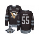 Men's Adidas Pittsburgh Penguins #55 Larry Murphy Premier Black 1917-2017 100th Anniversary 2017 Stanley Cup Champions NHL Jersey