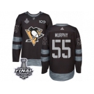 Men's Adidas Pittsburgh Penguins #55 Larry Murphy Premier Black 1917-2017 100th Anniversary 2017 Stanley Cup Final NHL Jersey