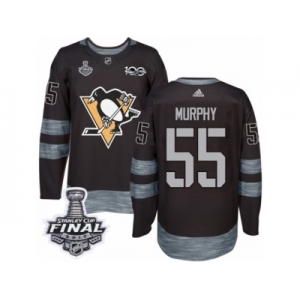 Men's Adidas Pittsburgh Penguins #55 Larry Murphy Premier Black 1917-2017 100th Anniversary 2017 Stanley Cup Final NHL Jersey