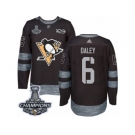 Men's Adidas Pittsburgh Penguins #6 Trevor Daley Authentic Black 1917-2017 100th Anniversary 2017 Stanley Cup Champions NHL Jersey