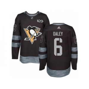 Men's Adidas Pittsburgh Penguins #6 Trevor Daley Authentic Black 1917-2017 100th Anniversary NHL Jersey