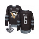 Men's Adidas Pittsburgh Penguins #6 Trevor Daley Premier Black 1917-2017 100th Anniversary 2017 Stanley Cup Final NHL Jersey