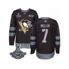 Men's Adidas Pittsburgh Penguins #7 Joe Mullen Premier Black 1917-2017 100th Anniversary 2017 Stanley Cup Champions NHL Jersey