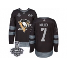 Men's Adidas Pittsburgh Penguins #7 Joe Mullen Premier Black 1917-2017 100th Anniversary 2017 Stanley Cup Final NHL Jersey