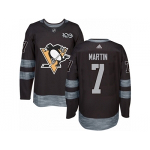 Men's Adidas Pittsburgh Penguins #7 Paul Martin Authentic Black 1917-2017 100th Anniversary NHL Jersey