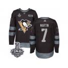 Men's Adidas Pittsburgh Penguins #7 Paul Martin Premier Black 1917-2017 100th Anniversary 2017 Stanley Cup Final NHL Jersey