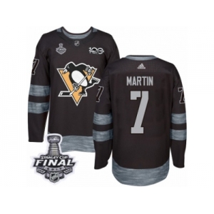 Men's Adidas Pittsburgh Penguins #7 Paul Martin Premier Black 1917-2017 100th Anniversary 2017 Stanley Cup Final NHL Jersey