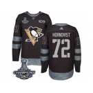 Men's Adidas Pittsburgh Penguins #72 Patric Hornqvist Premier Black 1917-2017 100th Anniversary 2017 Stanley Cup Champions NHL Jersey