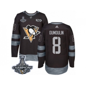 Men's Adidas Pittsburgh Penguins #8 Brian Dumoulin Premier Black 1917-2017 100th Anniversary 2017 Stanley Cup Champions NHL Jersey