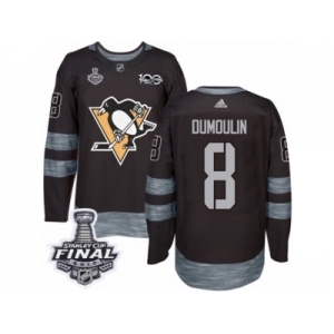 Men's Adidas Pittsburgh Penguins #8 Brian Dumoulin Premier Black 1917-2017 100th Anniversary 2017 Stanley Cup Final NHL Jersey