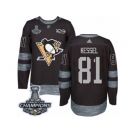 Men's Adidas Pittsburgh Penguins #81 Phil Kessel Premier Black 1917-2017 100th Anniversary 2017 Stanley Cup Champions NHL Jersey