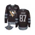 Men's Adidas Pittsburgh Penguins #87 Sidney Crosby Premier Black 1917-2017 100th Anniversary 2017 Stanley Cup Champions NHL Jersey