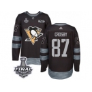 Men's Adidas Pittsburgh Penguins #87 Sidney Crosby Premier Black 1917-2017 100th Anniversary 2017 Stanley Cup Final NHL Jersey