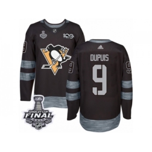 Men's Adidas Pittsburgh Penguins #9 Pascal Dupuis Authentic Black 1917-2017 100th Anniversary 2017 Stanley Cup Final NHL Jersey